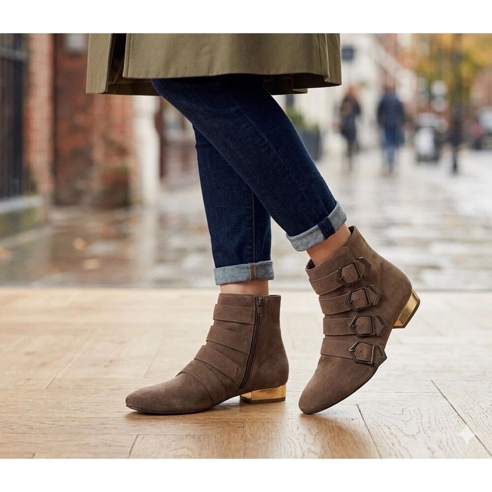 Sam Edelman Nolan Ankle Boots Womens Sz 7 tan moto style buckle
